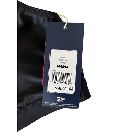 Reebok Women's Black Mesh-Inset Racerback Bikini Swim Top Size‎ M NWT $58 - Picture 3 of 4